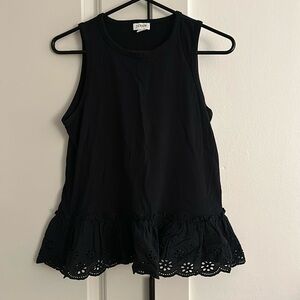 J Crew eyelet peplum tank black XS